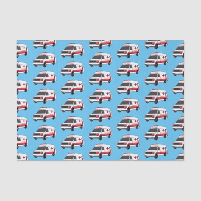 Papier Mousseline Belle ambulance rouge caricature van (Recto)