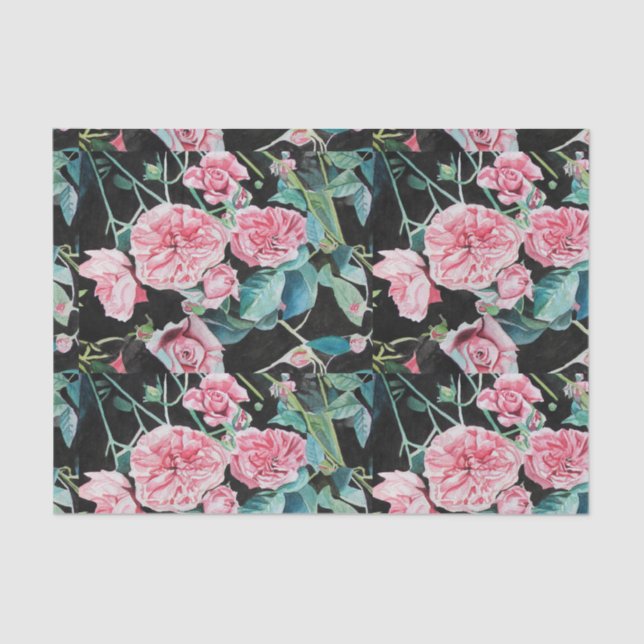 Papier Mousseline Belle Ancienne Roses Roses Roses Roses Tissu Envel (Recto)