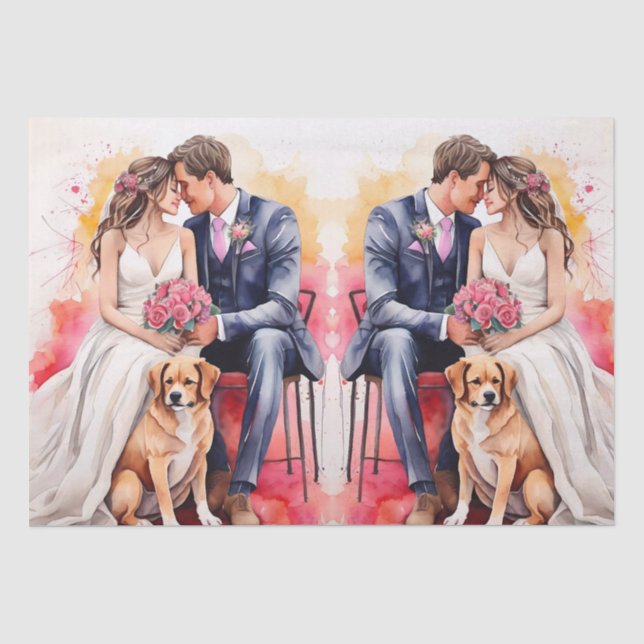 Papier Mousseline Belle aquarelle couple mariage (Recto)