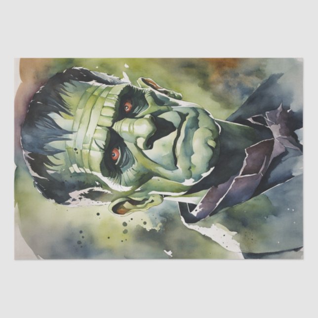 Papier Mousseline Belle : Aquarelle Frankenstein Decoupage (Recto)