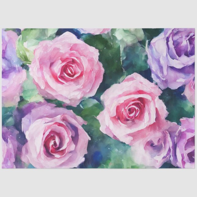 Papier Mousseline Belle Aquarelle Rose Rose Collection Populaire (Recto)