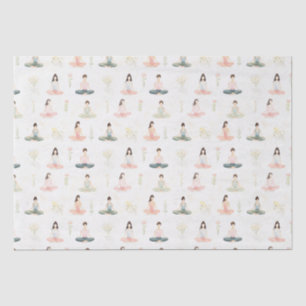Papier Mousseline Belle aquarelle Yoga Girls Méditant la nature