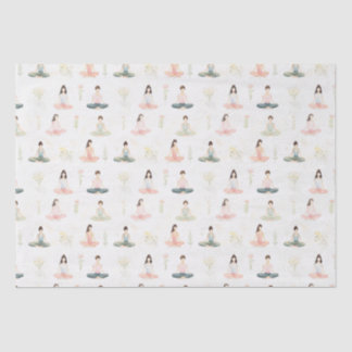 Papier Mousseline Belle aquarelle Yoga Girls Méditant la nature