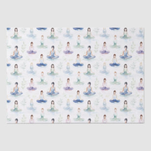 Papier Mousseline Belle aquarelle Yoga Girls Méditant la nature