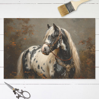 Papier Mousseline Belle Cheval Piebald Peinture de manteau Découpage