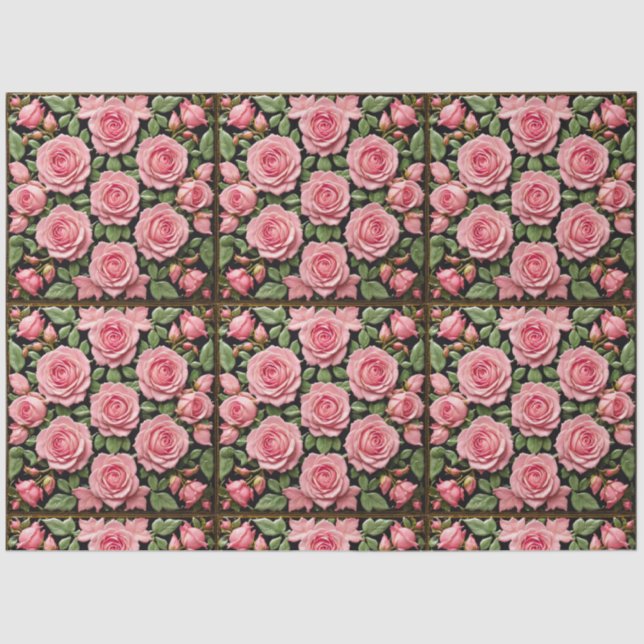 Papier Mousseline Belle collection de roses roses tendance (Recto)