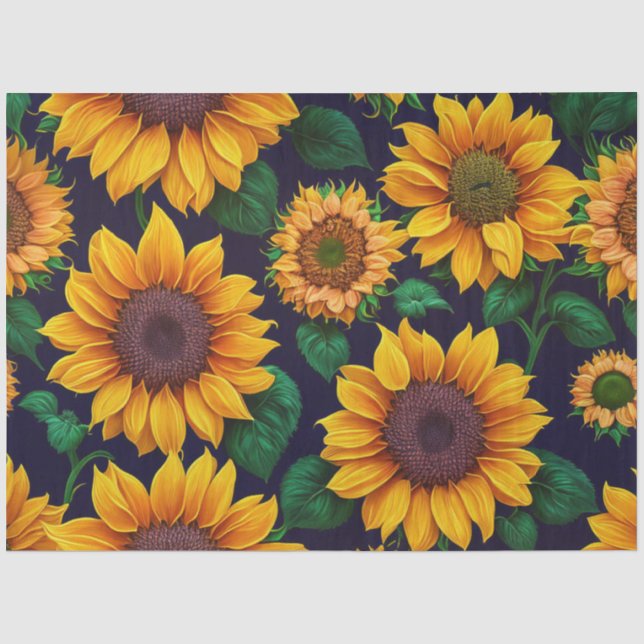 Papier Mousseline Belle collection de tournesols tendance (Recto)