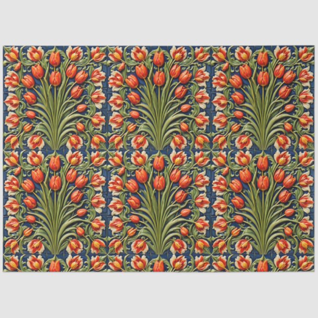 Papier Mousseline Belle collection tendance Tulipes (Recto)