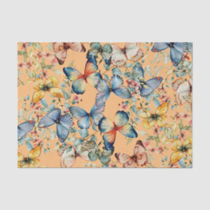 Papier Mousseline Belle Découpage de pêche papillon vintage