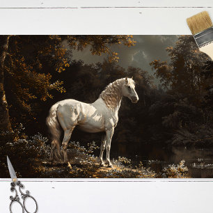 Papier Mousseline Belle Découpage Vintage Cheval Blanc
