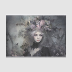 Papier Mousseline Belle femme reine gothique avec découpage de fleur