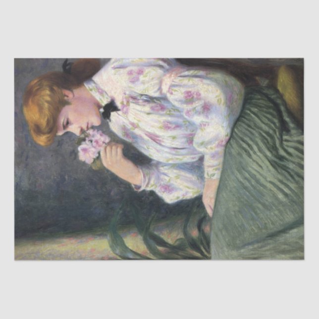 Papier Mousseline Belle Femme Sentant Des Fleurs (Reverie) (Recto)
