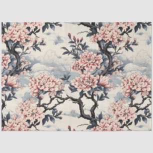 Papier Mousseline Belle floraison de cerisiers inspirée d'Asie Vinta