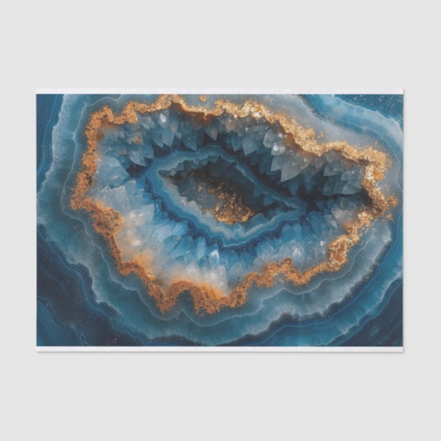 Papier Mousseline Belle géode de cristal agate en crème bleue et all (Recto)