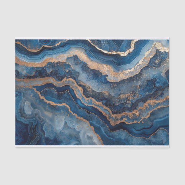 Papier Mousseline Belle géode en cristal dans les tons bleu (Recto)