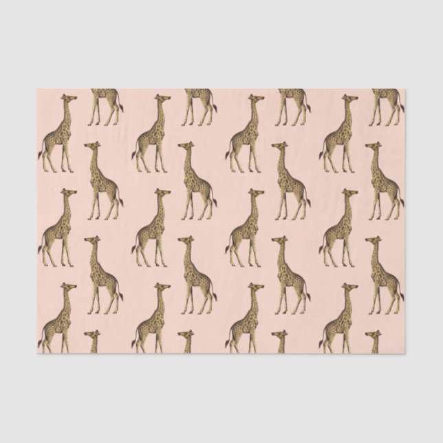 Papier Mousseline Belle Giraffe Rose  (Recto)