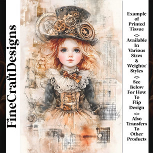 Papier Mousseline Belle Jeune Fille Steampunk AN8 Découpage