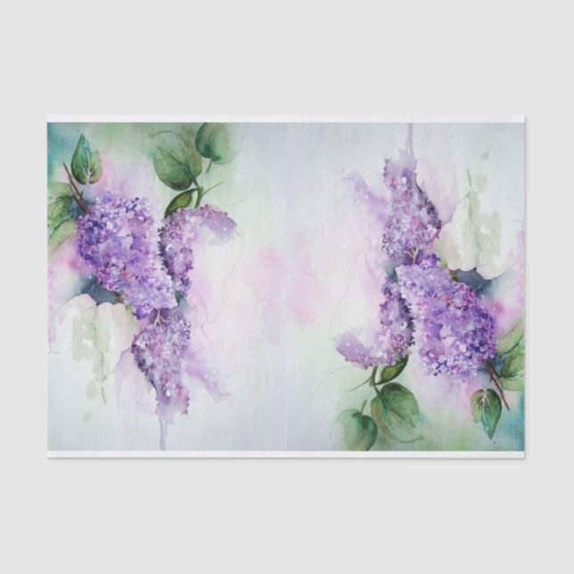 Papier Mousseline Belle Lavande Lilac Fleurs Tissu Papier (Recto)