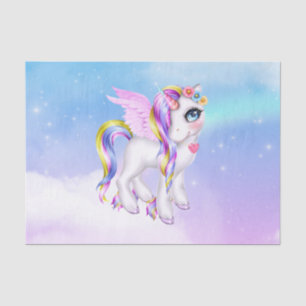 Papier Mousseline Belle licorne avec Rainbow Mane & Tail