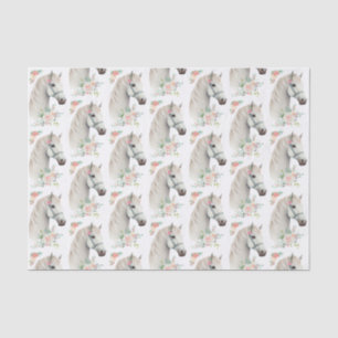 Papier Mousseline Belle Motif Floral Boho Cheval Blanc