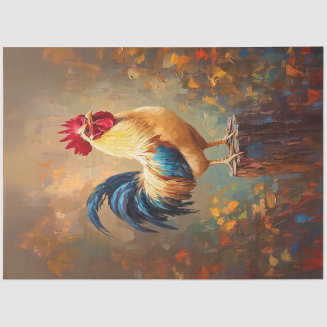 Papier Mousseline Belle page Découpage Peinture Rooster (Recto)