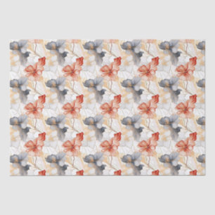 Papier Mousseline Belle Pêche Bleu Floral