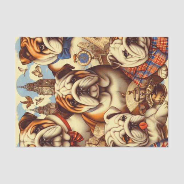 Papier Mousseline Belle peinture anglaise de Bulldog (Recto)