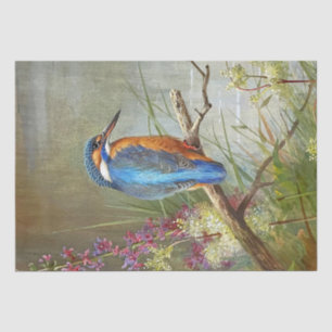 Papier Mousseline Belle peinture aquarelle d'oiseaux bleus Kingfishe
