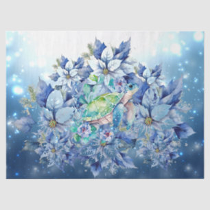 Papier Mousseline Belle Poinsettias Bleues & Découpage de tortue de 