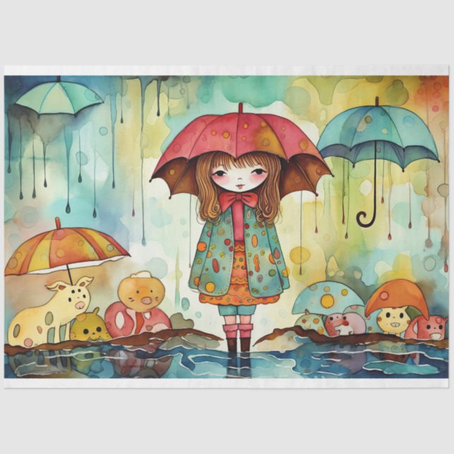 Papier Mousseline Belle poupée papier fille aquarelle Collage Découp (Recto)