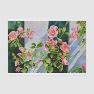 Papier Mousseline Belle rose rose rouge roses blanc aquarelle floral