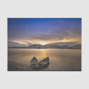 Papier Mousseline Belle Rowboats Water Sunrise Photo