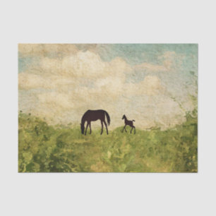 Papier Mousseline Belle Silhouette Mare et Foal Horse