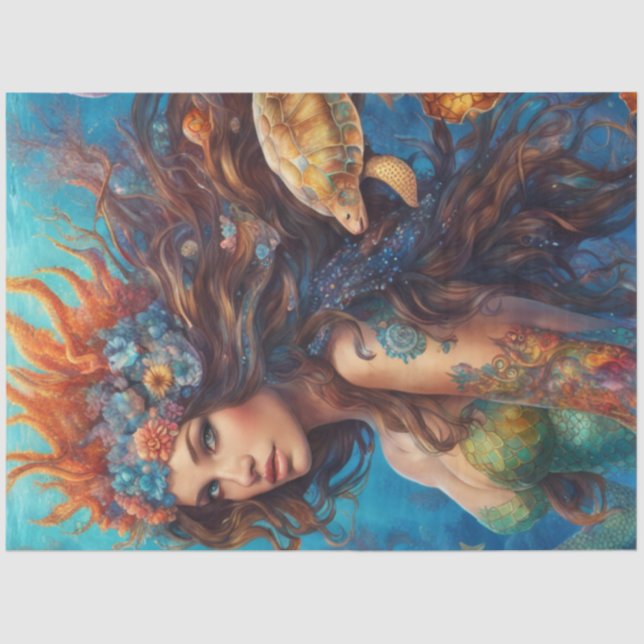 Papier Mousseline Belle sirène méditerranéenne en tatouage (Recto)