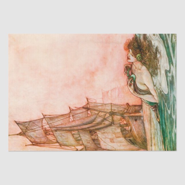 Papier Mousseline Belle sirène Vintage illustration (Recto)