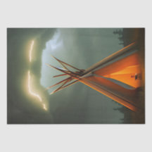 Belle Teepee dans une nuit orageuse