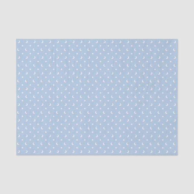 Papier Mousseline Belles étoiles et lunes sur Motif bleu pâle (Recto)