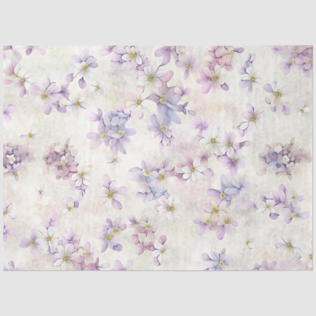 Papier Mousseline Belles fleurs violettes (Recto)