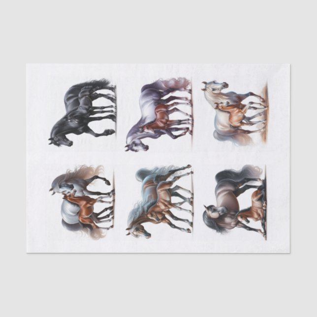 Papier Mousseline Belles Mares avec leurs poulains Coupes Fussy (Recto)