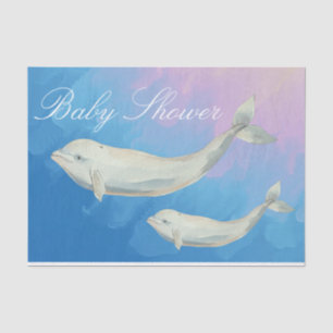 Papier Mousseline Beluga Whale Maman et Baby shower de veau