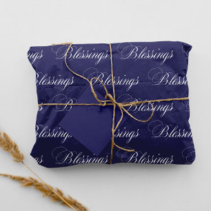 Papier Mousseline Bénédiction de police cursive Royal Blue
