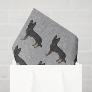 Papier Mousseline Berger Allemand Bi-Noir Dessin Animé Motif Gris