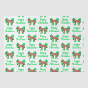 Papier Mousseline Berger allemand Chien de Noël & Bow vert blanc
