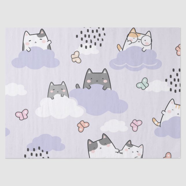 Papier Mousseline Beurre de chats mignonette Déchoupage de printemps (Recto)