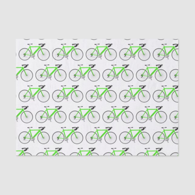 Papier Mousseline Bicyclette verte sur papier blanc (Recto)