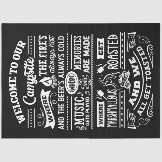 Papier Mousseline Bienvenue sur notre camping (Recto)