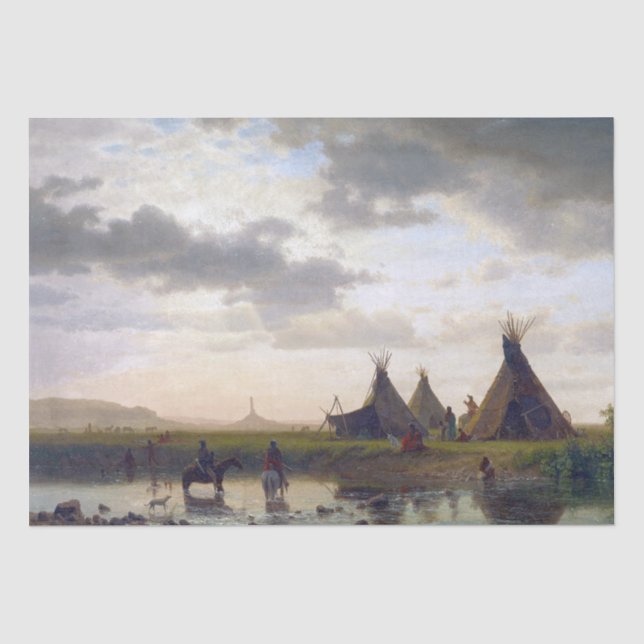 Papier Mousseline Bierstadt Sioux Village Indians Tissu Papier papie (Recto)
