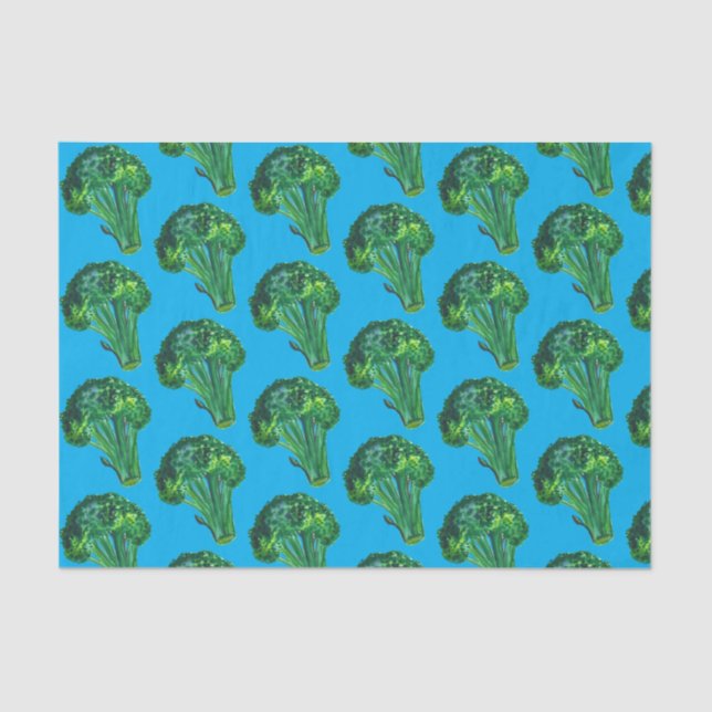 Papier Mousseline Big Broccoli Aquarelle bleu cadeau (Recto)