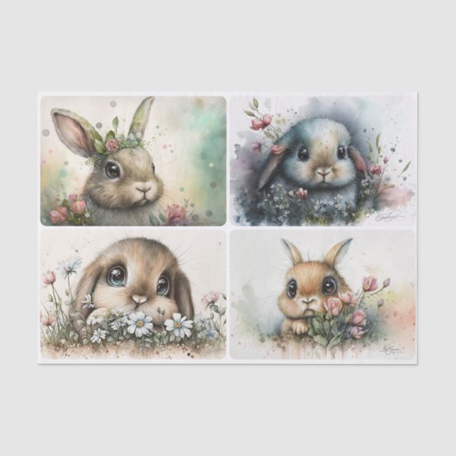 Papier Mousseline Big Eyed Bunnies (Recto)