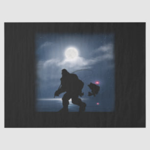 Papier Mousseline Bigfoot Fishing Funny Sasquatch et Fish Night Fis